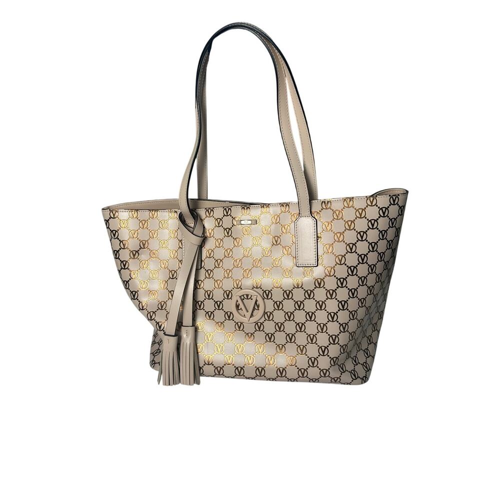 Valentino Mario Valentino Soho Tote Women‎ Large Tan Monogram Leather Excellent